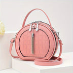 Ladies Handbag Round Handbag Croc-Embossed Handbag Tassel Handbag High-Quality - Green - Size L