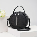 Ladies Handbag Round Handbag Croc-Embossed Handbag Tassel Handbag High-Quality - Pink - Size L