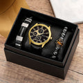 Men'S Bracelet Watch Set Single Calendar Watch Fake Three Eye Watch Canvas - Black - Size 18