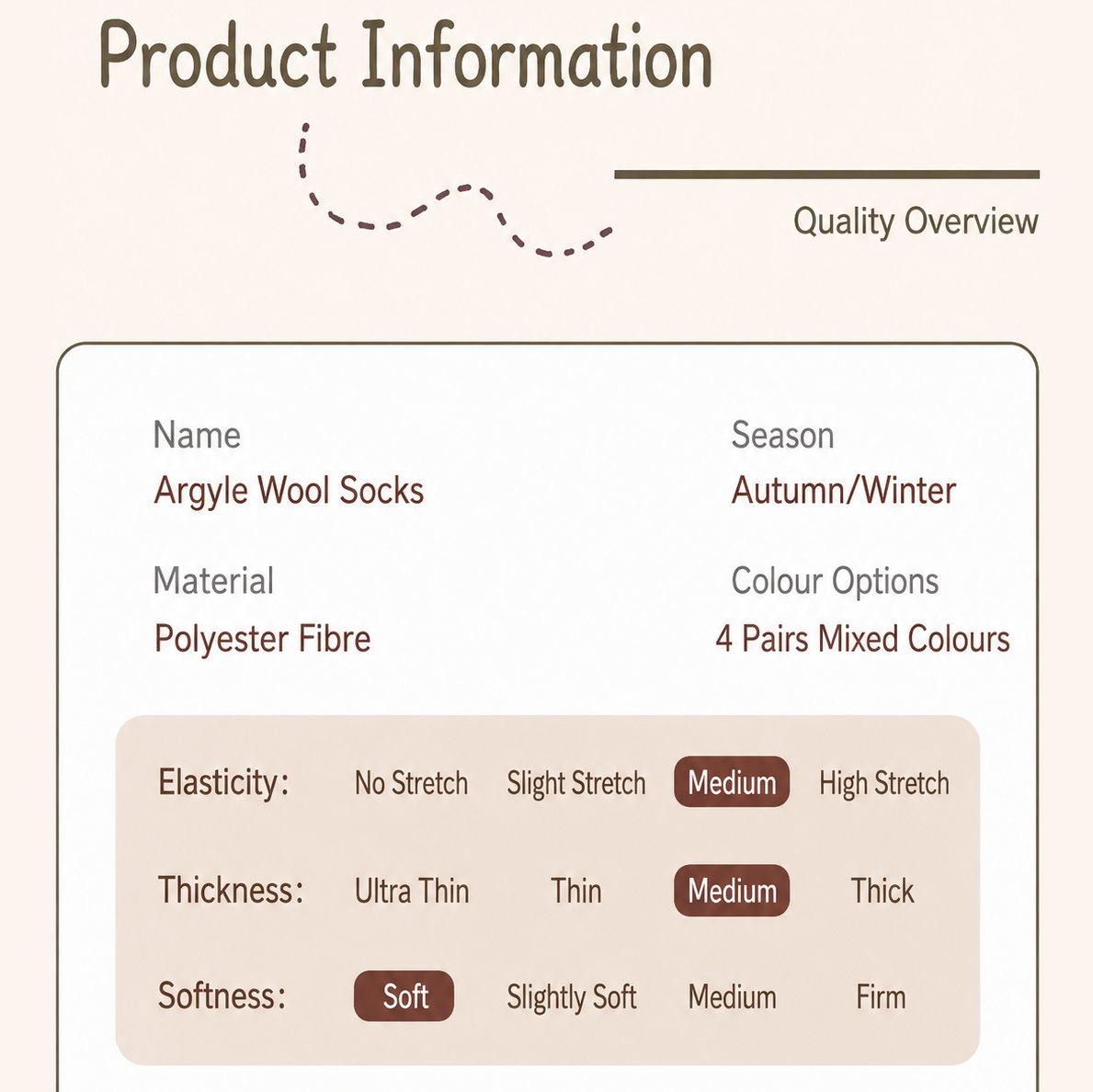 4 Pairs Women’s Wool Blend Socks Mixed Colours Soft Warm Thick Mid Calf Socks for Autumn Winter