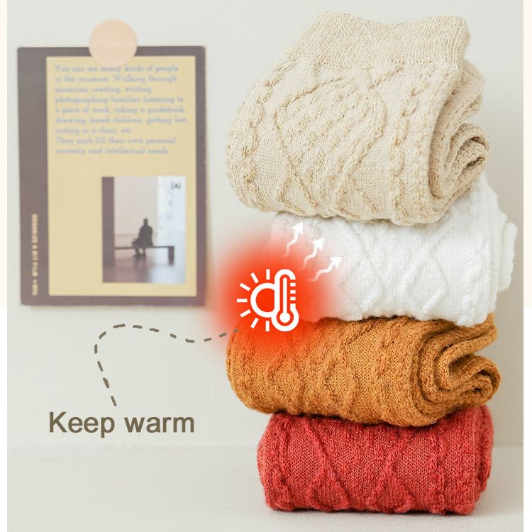 4 Pairs Women’s Wool Blend Socks Mixed Colours Soft Warm Thick Mid Calf Socks for Autumn Winter