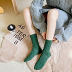 4 Pairs Women’s Wool Blend Socks Mixed Colours Soft Warm Thick Mid Calf Socks for Autumn Winter