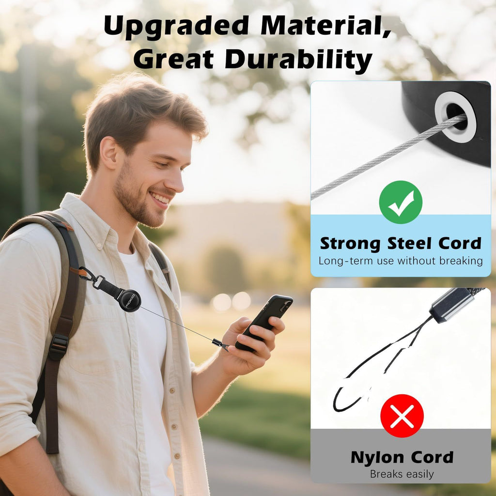 2pcs Retractable Phone Tether, Outdoor Anti-Theft Retractables Phone Lanyard,Phone Lanyard With Secure Locking Clip and 360° Anti-Tangle Design for Travel Hiking Skiing