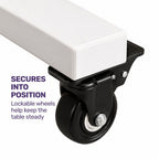 EQUIPMED Overbed Table with Gas Lift, 15kg Load, Steel Frame, 78-107cm Adjustable Height, Lockable Castors, Home Care Use