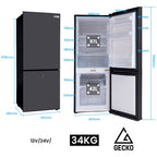 GECKO 139L Upright Portable Fridge / Freezer, 12V/24V for Motorhome, Tiny Home, Off-grid and Caravan, Black