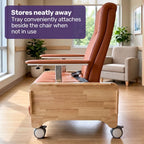EQUIPMED Deluxe Mobile Geriatric Recliner Day Chair, Adjustable and Removable Meal Tray, Drop Down Armrests, Leatherette