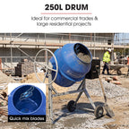 BAUMR-AG 250L Heavy-Duty Petrol Concrete Cement Mixer, 3hp 105cc Engine
