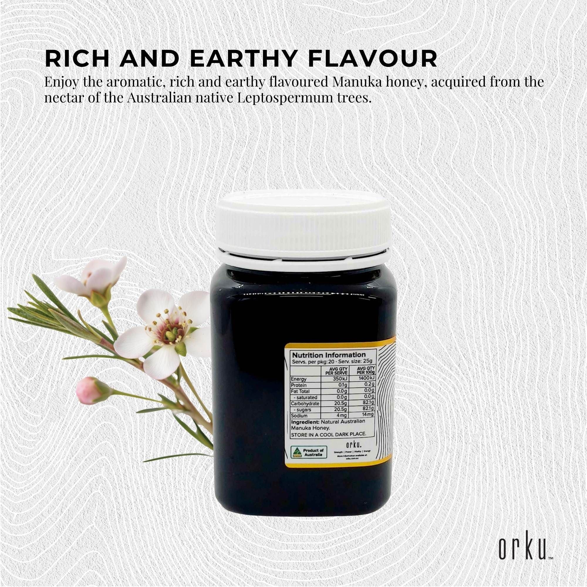 Orku 500g MGO 500+ Australian Manuka Honey - 100% Raw Natural Pure Jelly Bush