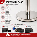 2 Pack Queue Barrier Stanchion Posts Retractable Belt Crowd Control Safety Barrier Silver Red