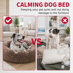 Pet Dog Bedding Warm Plush Round Comfortable Dog Nest Light Coffee Large 90cm