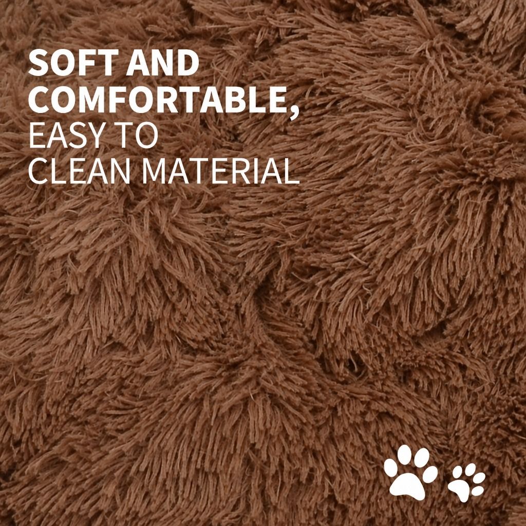 Pet Dog Bedding Warm Plush Round Comfortable Dog Nest Light Coffee Large 90cm