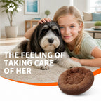 Pet Dog Bedding Warm Plush Round Comfortable Dog Nest Light Coffee Large 90cm