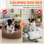 Pet Dog Bedding Warm Plush Round Comfortable Nest Sleeping kennel Coffee M 70cm