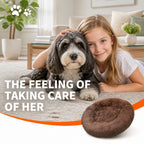 Pet Dog Bedding Warm Plush Round Comfortable Nest Sleeping kennel Coffee M 70cm