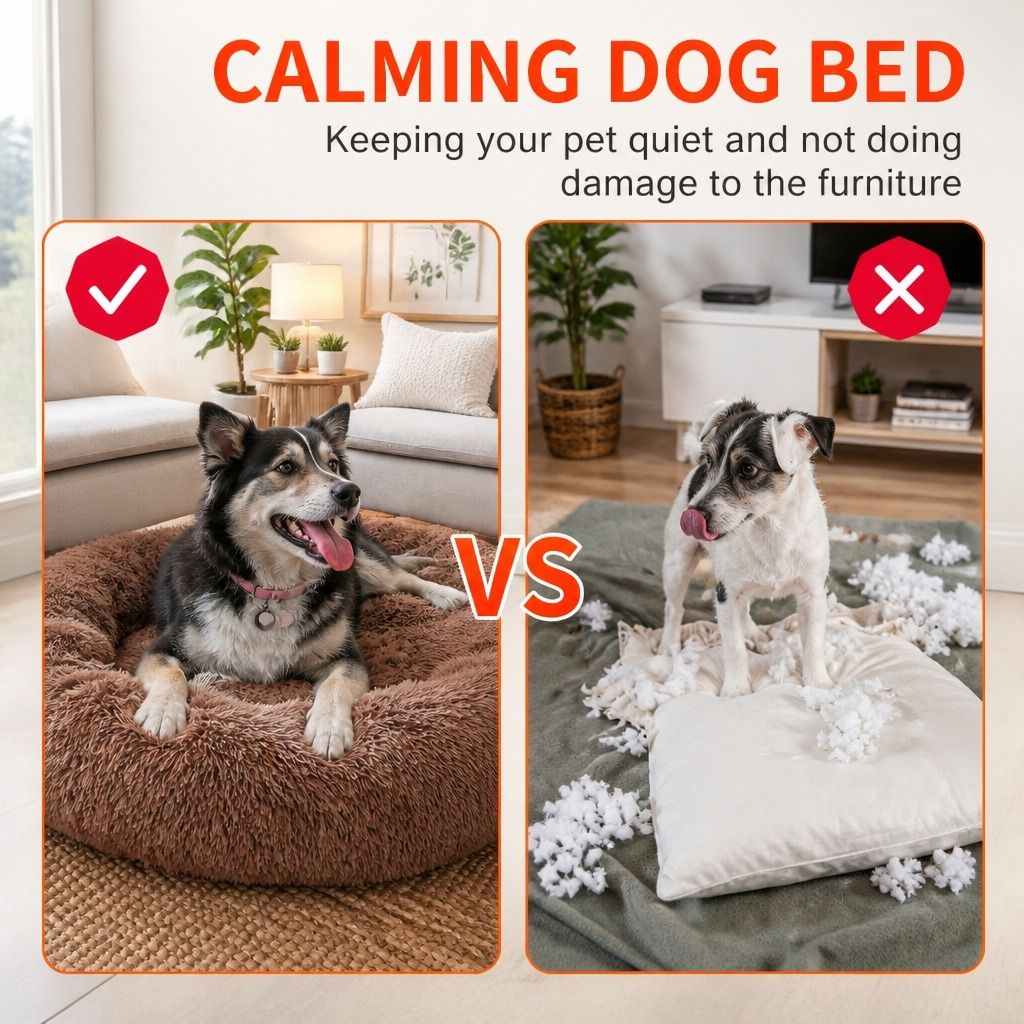 Pet Dog Bed Bedding Warm Plush Round Soft Dog Nest Light Coffee XL 100cm