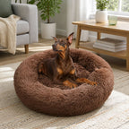 Pet Dog Bed Bedding Warm Plush Round Soft Dog Nest Light Coffee XXL 120cm