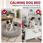 Pet Dog Bed Bedding Warm Plush Round Comfortable Dog Nest Light Grey Large 90cm Large