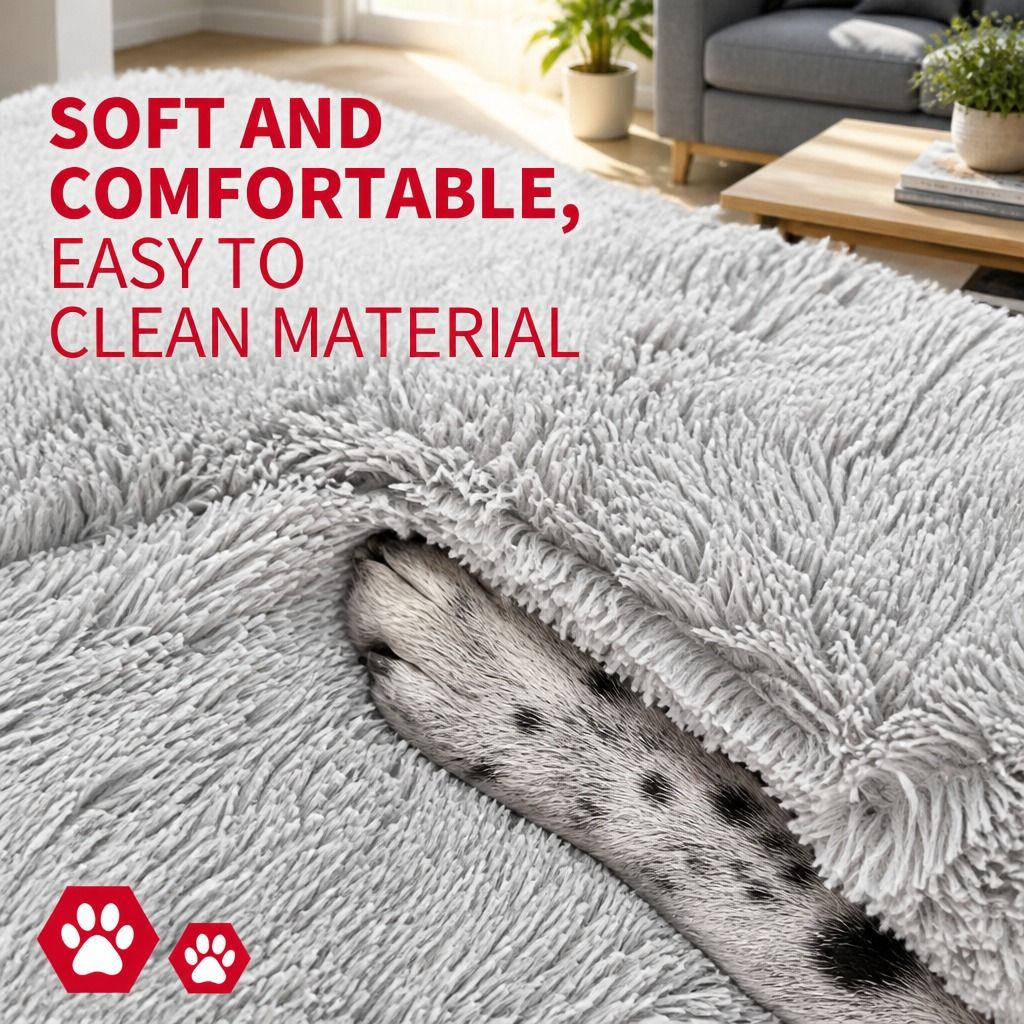 Pet Dog Bed Bedding Warm Plush Round Comfortable Dog Nest Light Grey Large 90cm Large