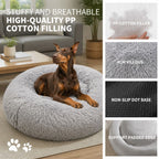 Pet Dog Bed Bedding Warm Plush Round Comfortable Dog Nest Light Grey Large 90cm Large