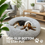 Pet Dog Bed Bedding Warm Plush Round Comfortable Dog Nest Light Grey Large 90cm Large
