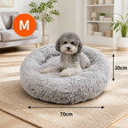 Pet Dog Bed Bedding Warm Plush Round Comfortable Dog Nest Light Grey M 70cm