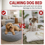 Pet Dog Bed Bedding Warm Plush Round Comfortable Dog Nest Light Grey M 70cm