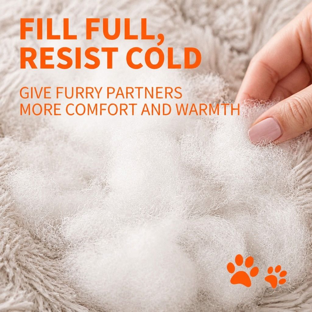Pet Dog Bed Bedding Warm Plush Round Comfortable Dog Nest Light Grey M 70cm