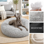 Pet Dog Bed Bedding Warm Plush Round Comfortable Dog Nest Light Grey M 70cm