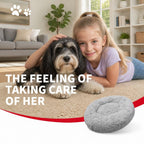 Pet Dog Bed Bedding Warm Plush Round Comfortable Dog Nest Light Grey M 70cm