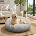 Pet Dog Bed Bedding Warm Plush Round Comfort Dog Nest Light Grey kennel XL 100cm