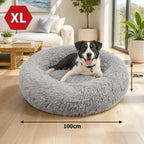 Pet Dog Bed Bedding Warm Plush Round Comfort Dog Nest Light Grey kennel XL 100cm