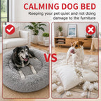 Pet Dog Bed Bedding Warm Plush Round Comfort Dog Nest Light Grey kennel XL 100cm