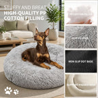 Pet Dog Bed Bedding Warm Plush Round Comfort Dog Nest Light Grey kennel XL 100cm