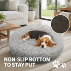 Pet Dog Bed Bedding Warm Plush Round Comfort Dog Nest Light Grey kennel XL 100cm