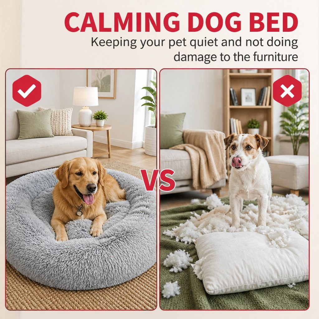 Pet Dog Bedding Warm Plush Round Comfortable Nest Comfy Sleep Kennel XXL