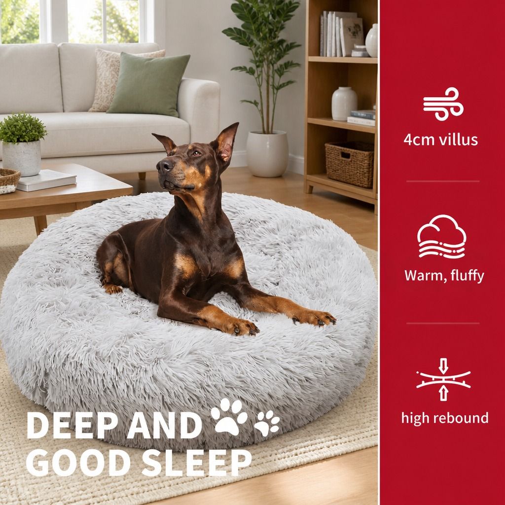 Pet Dog Bedding Warm Plush Round Comfortable Nest Comfy Sleep Kennel XXL