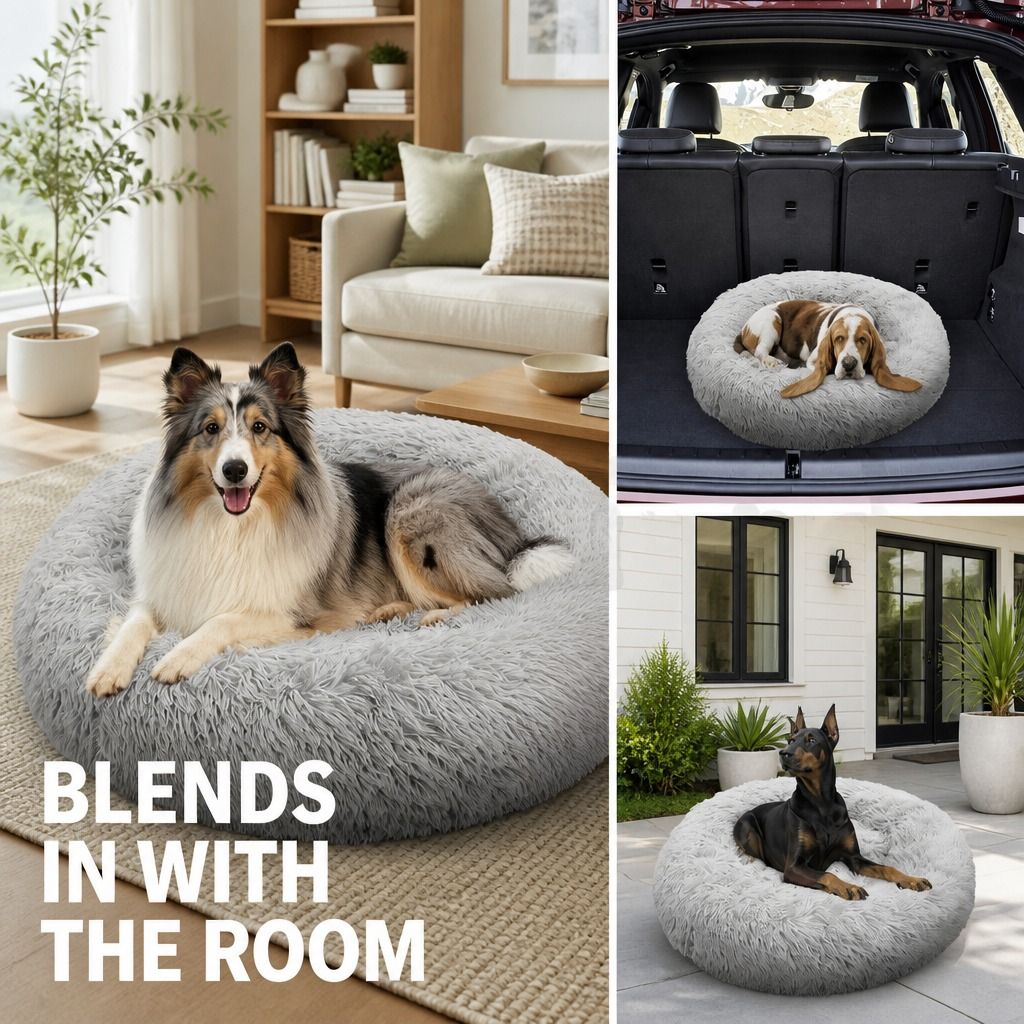 Pet Dog Bedding Warm Plush Round Comfortable Nest Comfy Sleep Kennel XXL