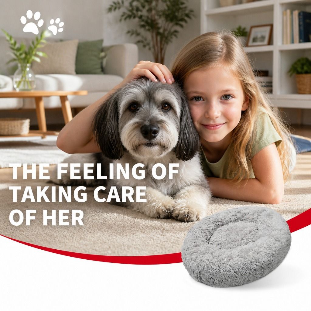 Pet Dog Bedding Warm Plush Round Comfortable Nest Comfy Sleep Kennel XXL