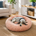 Pet Dog Bedding Warm Plush Round Comfortable Nest Comfy Sleeping kennel Pink Large 90cm
