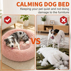 Pet Dog Bedding Warm Plush Round Comfortable Nest Comfy Sleeping kennel Pink Large 90cm