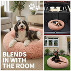 Pet Dog Bedding Warm Plush Round Comfortable Nest Comfy Sleeping kennel Pink Large 90cm