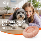 Pet Dog Bedding Warm Plush Round Comfortable Nest Comfy Sleeping kennel Pink Large 90cm