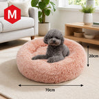 Pet Dog Bedding Warm Plush Round Comfortable Nest Comfy Sleep kennel Pink M 70cm