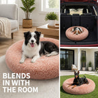 Pet Dog Bedding Warm Plush Round Comfortable Nest Comfy Sleep kennel Pink M 70cm