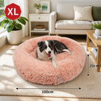 Pet Dog Bedding Warm Plush Round Comfortable Nest Comfy Sleep kennel Pink XL 100