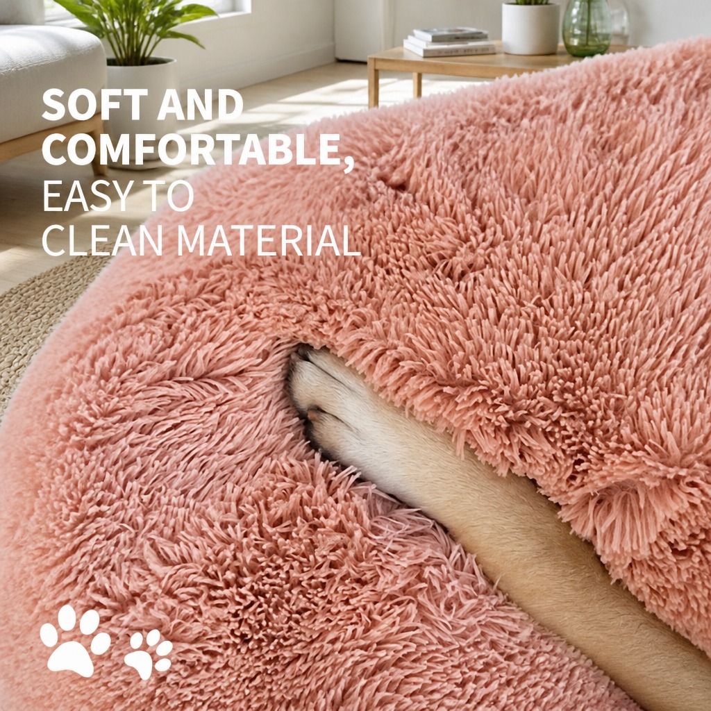 Pet Dog Bedding Warm Plush Round Comfortable Nest Comfy Sleep kennel Pink XL 100