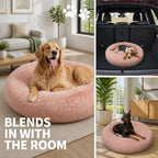 Pet Dog Bedding Warm Plush Round Comfortable Nest Comfy Sleep kennel Pink XL 100