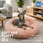 Pet Dog Bedding Warm Plush Round Comfortable Nest Comfy Sleep kennel Pink XXL
