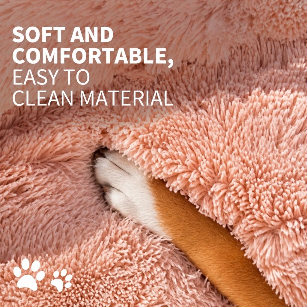 Pet Dog Bedding Warm Plush Round Comfortable Nest Comfy Sleep kennel Pink XXL