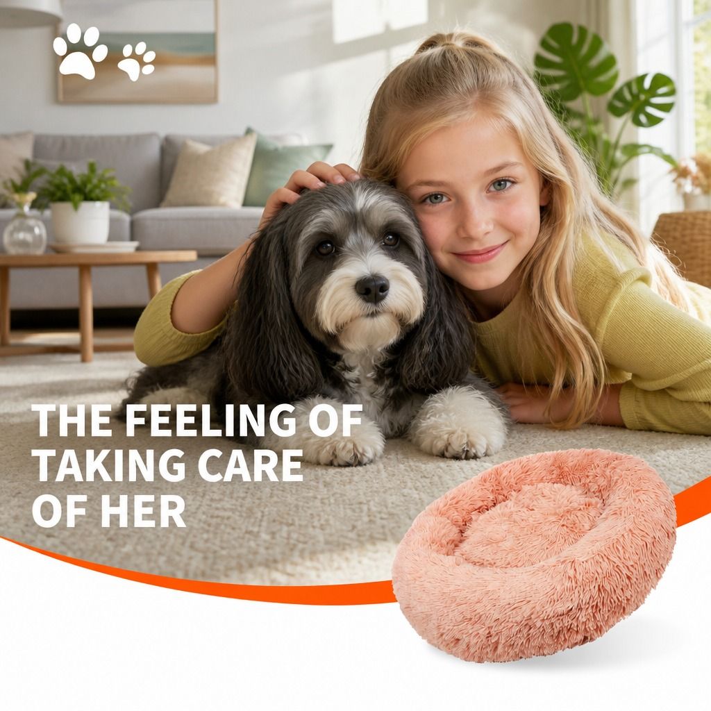 Pet Dog Bedding Warm Plush Round Comfortable Nest Comfy Sleep kennel Pink XXL
